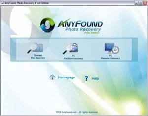 AnyFound Photo Recovery, Freeware, Windows